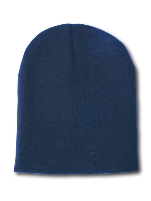 Blank Short Beanie Cap , Navy