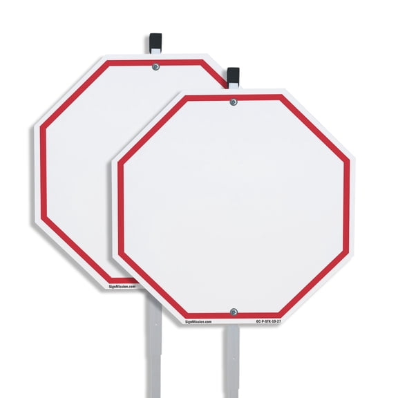 Blank Sign White Background (2 Pack) 10 inch X 10 inch Octagon Aluminum Metal Signs with Aluminum Mounting Stakes Weather Resistant UV Protected for Workplace Private Property and