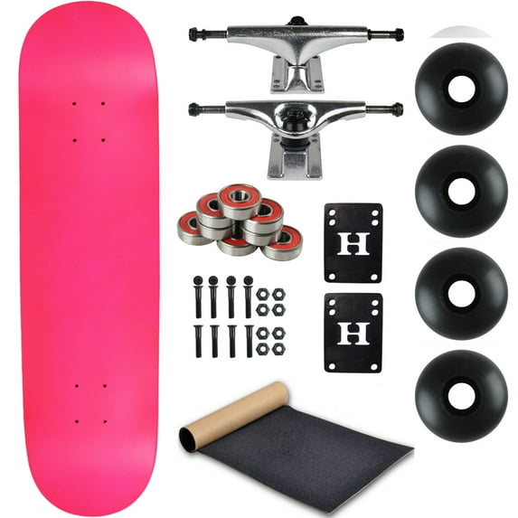 Blank Skateboard Complete 7.75" Neon Pink with Silver Trucks and Black Wheels