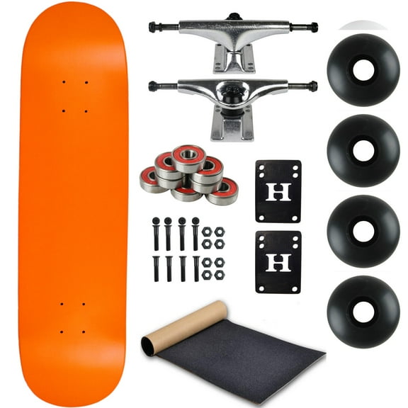 Blank Skateboard Complete 8.0" Orange with Silver Trucks and Black Wheels