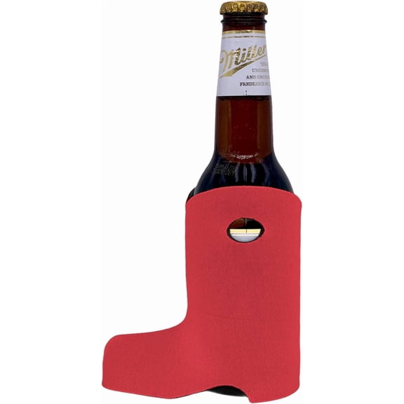 Blank Soft Foam Collapsible Boot Shaped Beer Bottle Coolie (Neon Pink, 1)