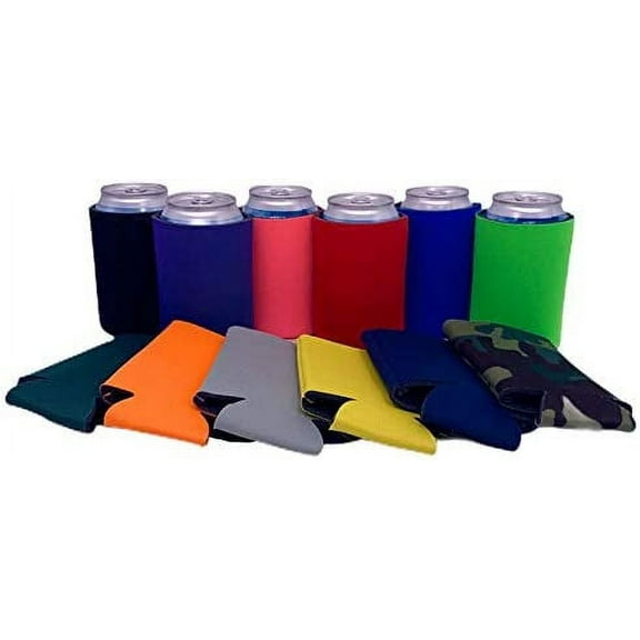 Blank Soft Foam Collapsible Can Coolie (Variety Color 12 Pack)