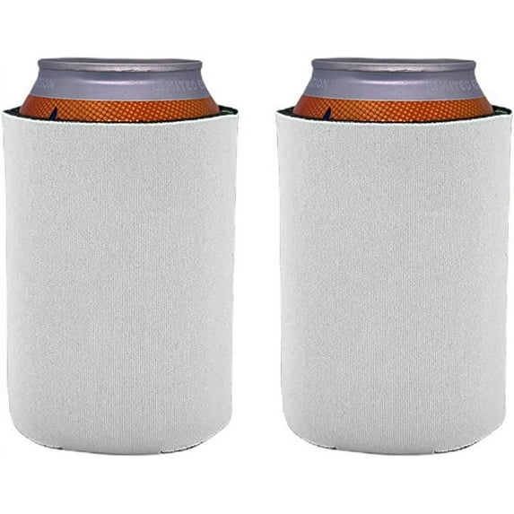 Blank Soft Foam Collapsible Can Coolie (White, 2 Pack)