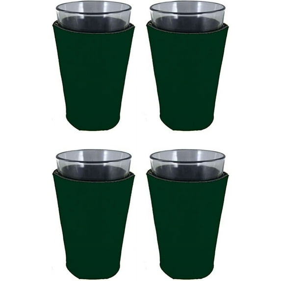 Blank Soft Foam Collapsible Pint Glass Coolie (4 Pack, Dark Green)