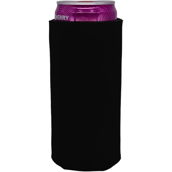 Blank Soft Foam Collapsible Slim Can Coolie (Black, 1)