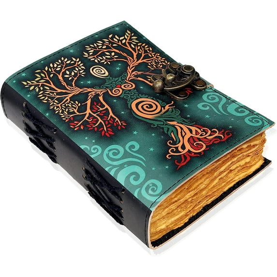 Blank Spell Book Of Shadows Journal With Lock Clasp Prop Vintage Handmade Leather Diary Embossed Prayer Pagan Antique Witchcraft Supplies Wiccan Notebook Daily 7 X 5 Inches (7 x 5)