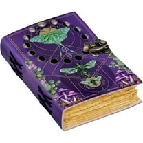 Blank Spell Book of Shadows Journal with Lock Clasp Vintage Handmade Leather Luna Moths and Morpho Butterfly Print Diary Prayer Pagan Witchcraft Supplies Wiccan Decor Notebook Daily (6x4 Inch)