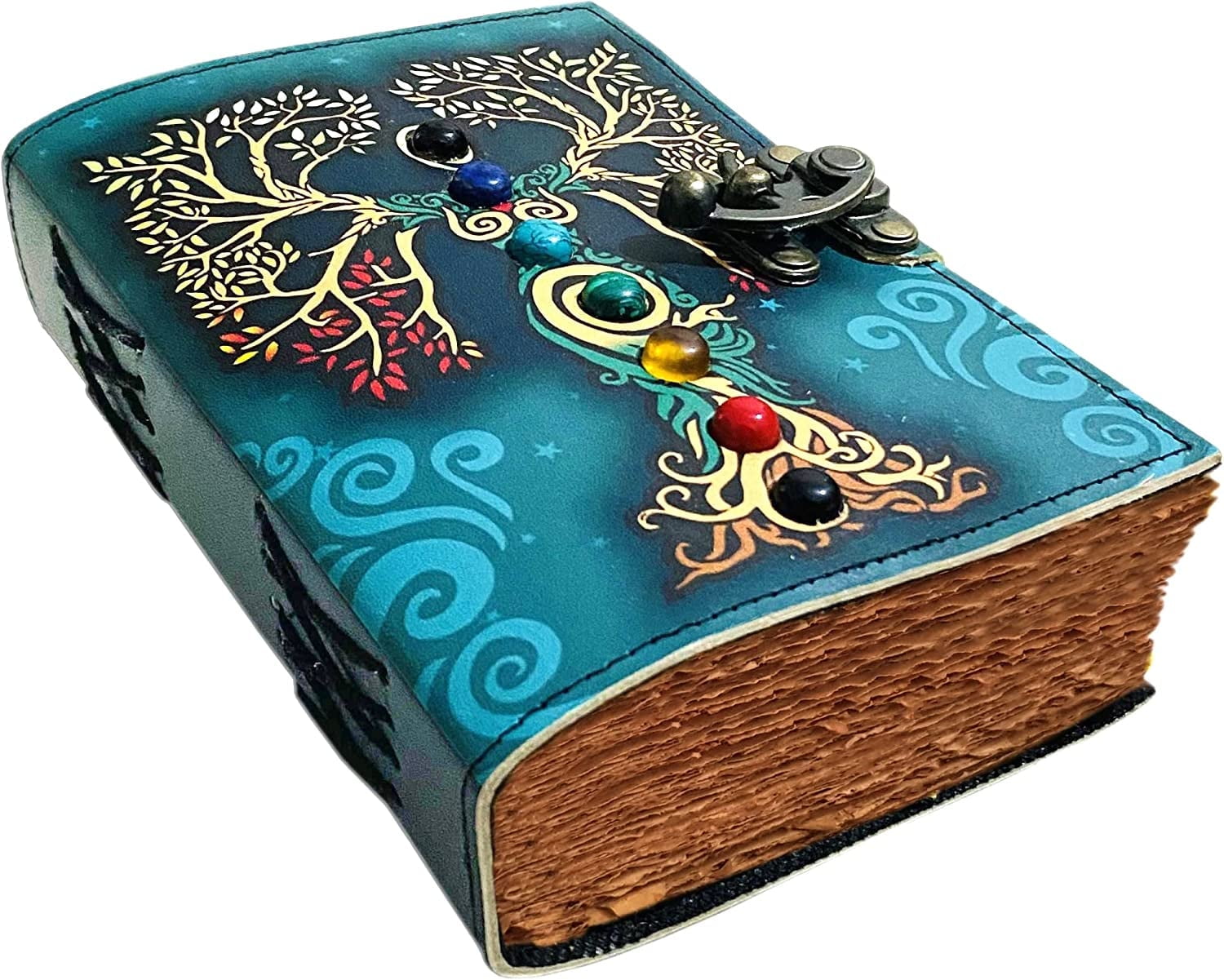 超格安一点 Journal, Leather Vintage Embossed Wiccan Diary, 7-Stone 小物