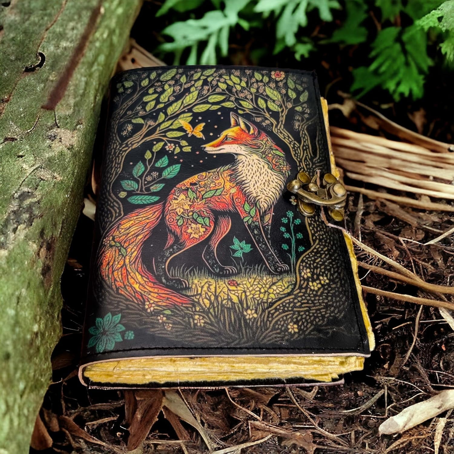 Blank Spell Book of Shadows Leather Journal with Lock Clasp Vintage Handmade Diary  Grimoire Gothic Tarot Prayer Pagan Witchcraft Supplies Wiccan Decor Notebook (13 X 10)