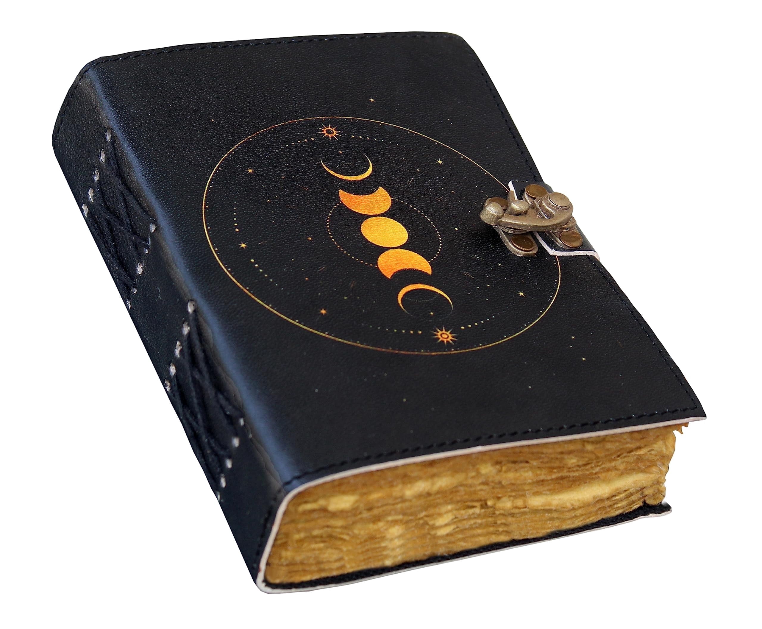 Blank Spell Book of Shadows Journal Grimoire Moon Phases Prayer Pagan Antique Witchcraft Supplies Wiccan Notebook Daily  7x5 inch 200 Pages
