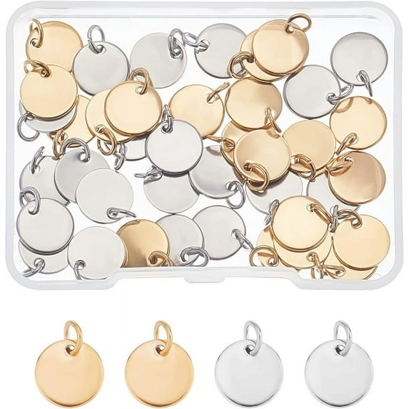 Blank Stamping Message Word Tag Pendants 304 Stainless Steel Flat Round Charms for DIY Bracelets Necklaces Jewelry Making