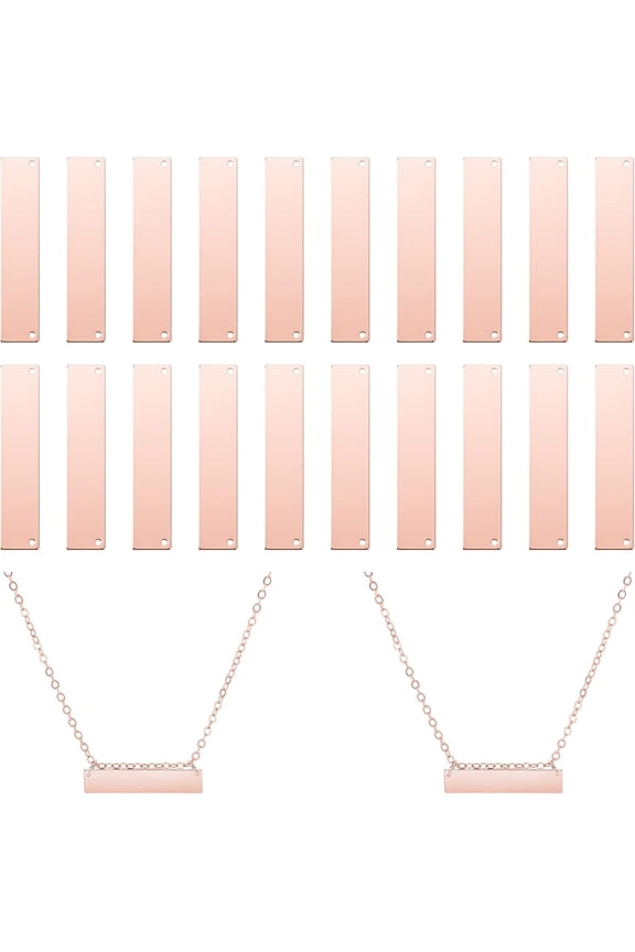 Blank Stamping Tag 20pcs Rectangle Blank Tag Brass Link Connector Charm Bar Horizontal Pendant Name Plate