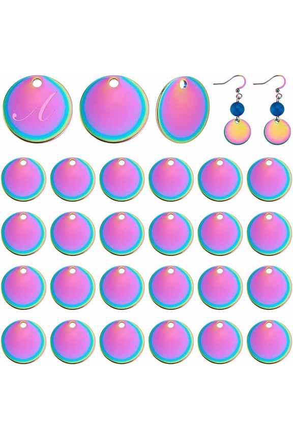 Blank Stamping Tags Stainless Steel Flat Round Blank Stamping Tags Charms for Necklaces Jewelry Making Pet Tags for DIY handcrafting