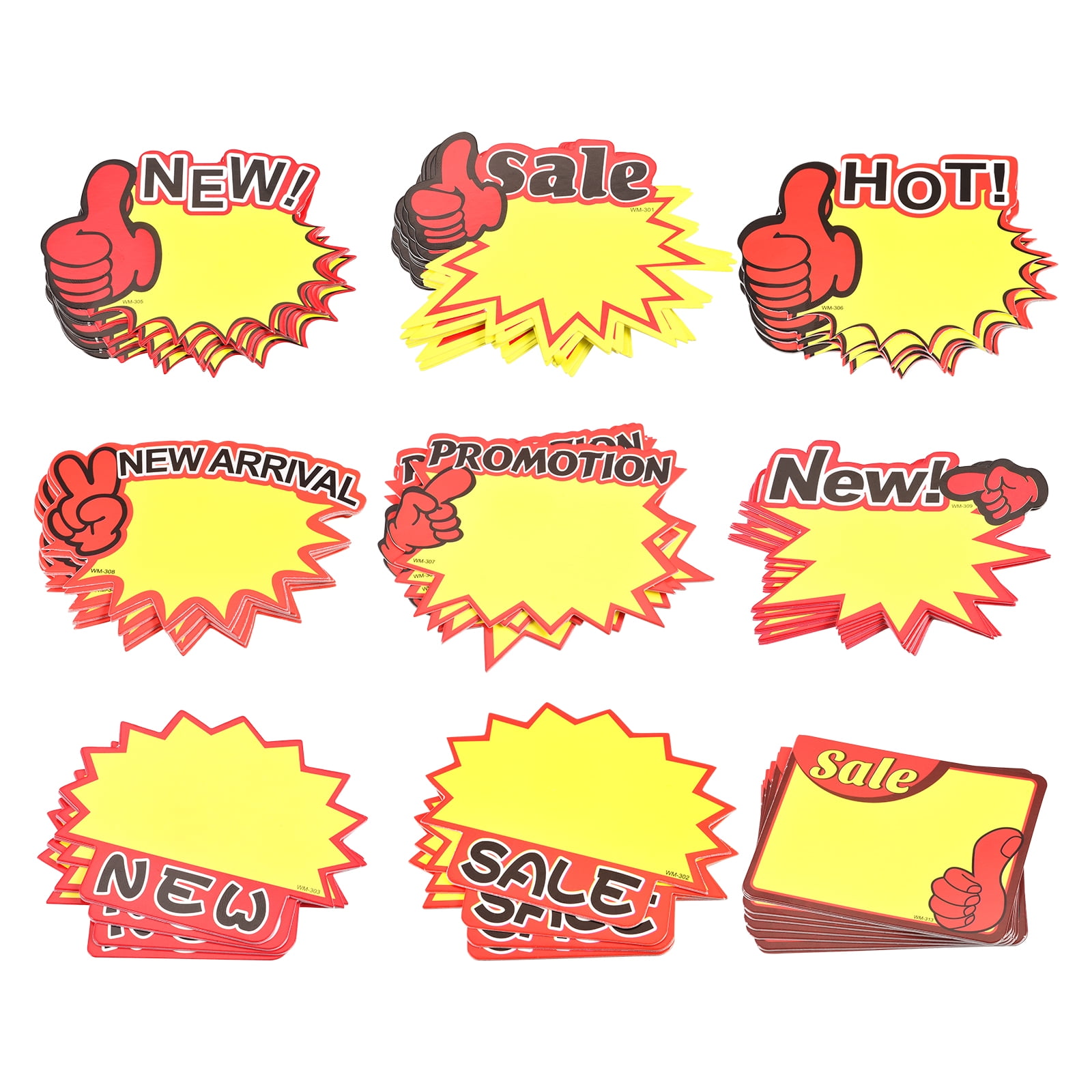 300 Pack Fluorescent Star Burst Sale Signs - 50x70mm Blank Price Tags For Retail Stores & Garage Sales