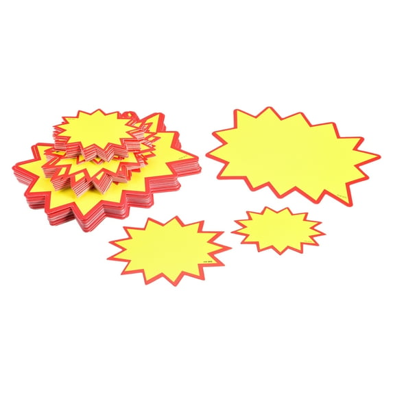 Blank Star Burst Sale Signs Price Tags Paper Pricing Labels Yellow for Retail, Pack of 90