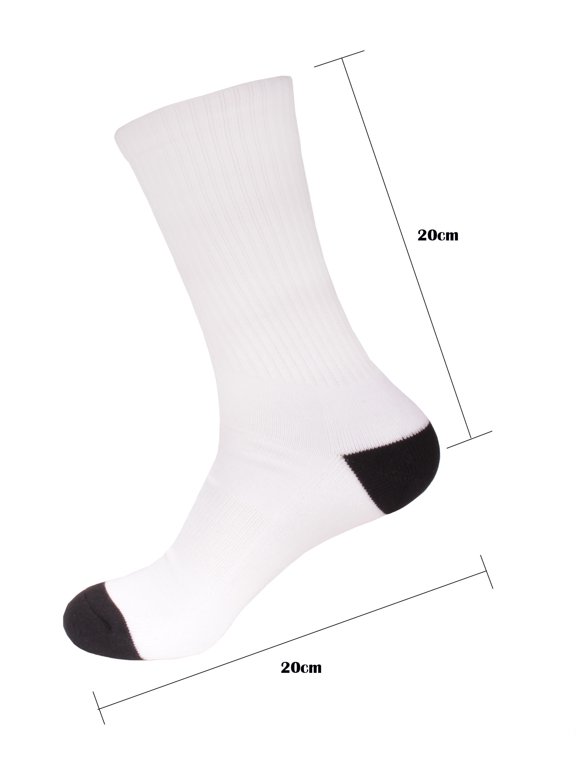 Blank Sublimation Performance Crew Socks - Black Toe and Heel - 20x20cm - 4 Pairs