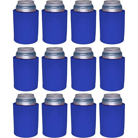 Blank Thick Foam Old School Can Cooler (12 Pack, Royal Blue)