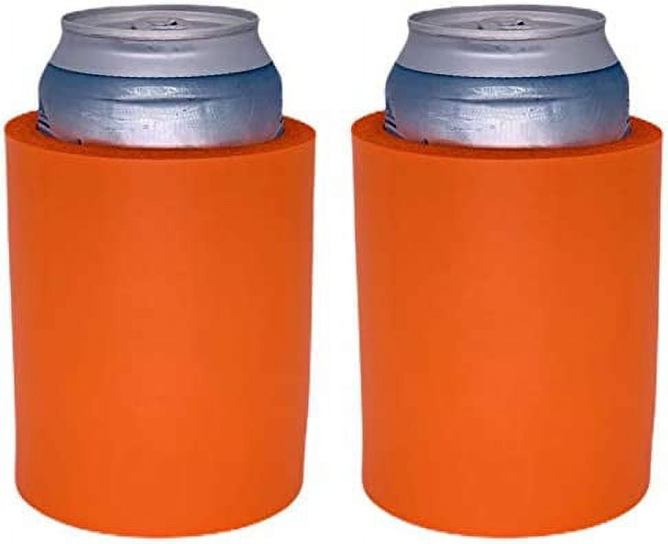 Blank Thick Foam Old School Can Cooler (2 Pack, Orange)