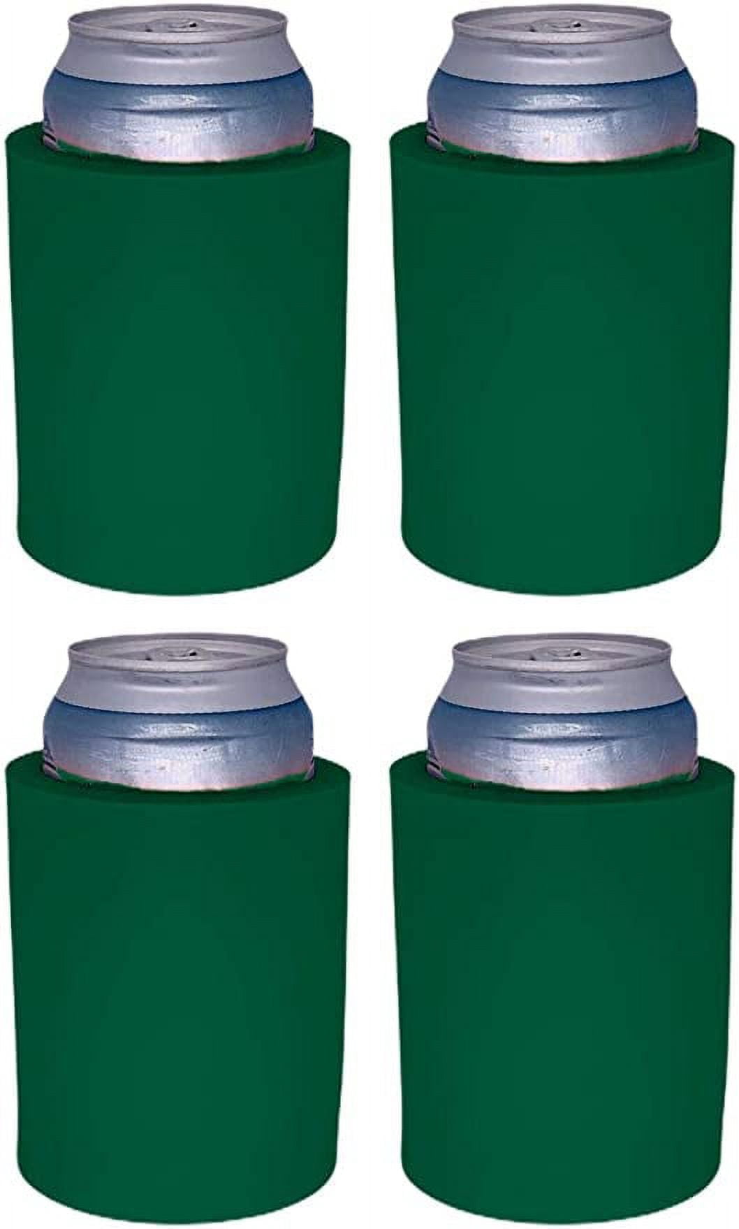 Blank Thick Foam Old School Can Cooler (4 Pack, Forest Green)