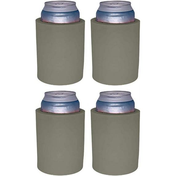 Blank Thick Foam Old School Can Cooler (4 Pack, Gray)
