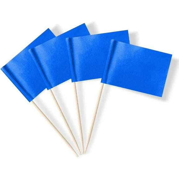Blank Toothpick Flags Labeling Marking Flag Small Mini Stick Flags for Cupcake Food Fruit Party Decorations (100 pack) (Blue)
