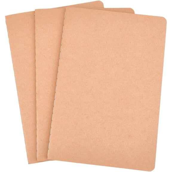 Blank Travelers Notebooks Inserts 3Pcs A5 Journal Notebooks Refills 76 Pages 8x5.4In Hand-Stitched Booklets Work Composition Brown