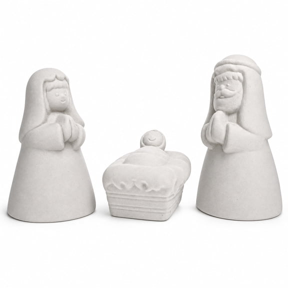 Blank Unpainted White Ceramic Nativity Scene Christmas Figurines 3.3 Inches