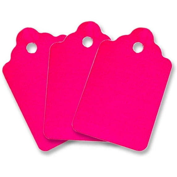 Blank Unstrung Merchandise Price Tags, 1.1" W X 1.75" H Size # 5, Fluorescent Neon Pink, 500 Pack