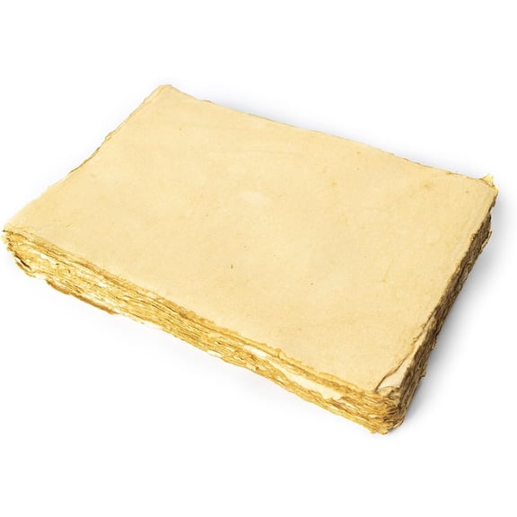 Blank Vintage Handmade Deckled Edge Paper | 75 Sheets of Recycled Cotton Papers, Perfect Sheet for Any Medium, Blank Watercolor Paper Cards, 150 GSM Thick & Acid-free Antique Paper