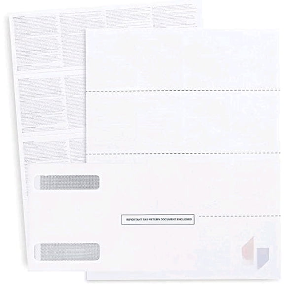 Blank W2 4-Up Horizontal Tax Forms 2025, 25 Employee Set, Designed for QuickBooks Online and Accounting Software, with Back Instructions, 25 Self Seal Envelopes Included, 4 Down Forms$$Office