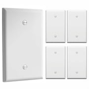 Blank Wall Plate Cover, Gloss Finish, Standard Size 1-Gang 4.50" x 2.76", Polycarbonate Thermoplastic, Electrical Covers for Unused Outlets/Switches, 8801-W-5PCS, White 5 Pack