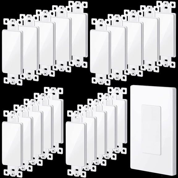 Blank Wall Switch Insert White Plastic Wall Plate Switch Adapter Cover Thermoplastic Wall Plate Insert with Mounting Screws, 1.43 x 4.08 Inches(20 Pcs)