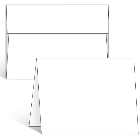 Blank White Cards and Envelopes 50 Pack - 5" x 7" Heavyweight Folded Cardstock and A7 Envelopes for DIY Greeting Cards Wedding Birthday Invitations Baby Shower Thank You Cards and All Occasions