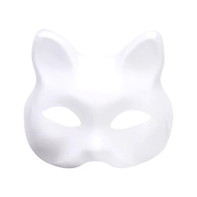Blank White Cat Mask for DIY Painting, Paintable Paper Pulp Masquerade Mask for Craft Cosplay
