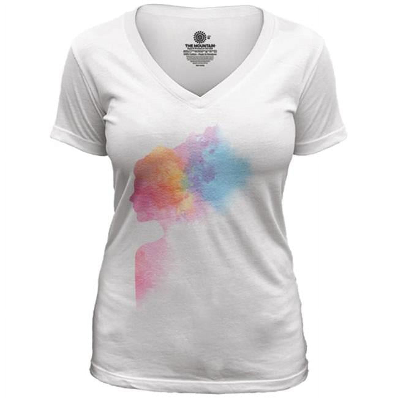 Blank White Rainbow Watercolor Woman V-Necks T-Shirt - Medium