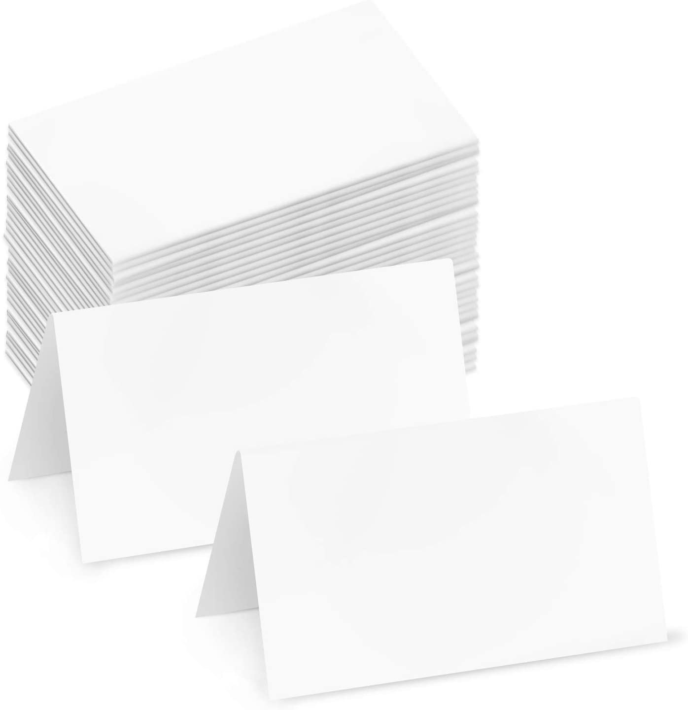 Blank White Table Name Place Cards, Tent Cards, Tags, Seating Cards – for Wedding, Baby Showers, Christmas, Dinner Party | 80lb (216gsm) | 3.5 x 2”