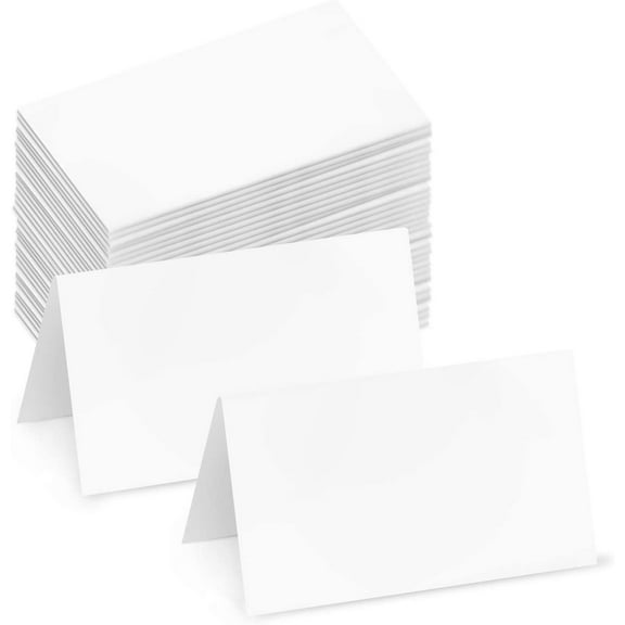 Blank White Table Name Place Cards, Tent Cards, Tags, Seating Cards  for Wedding, Baby Showers, Christmas, Dinner Party | 80lb (216gsm) | 3.5 x 2 | 200 per Pack