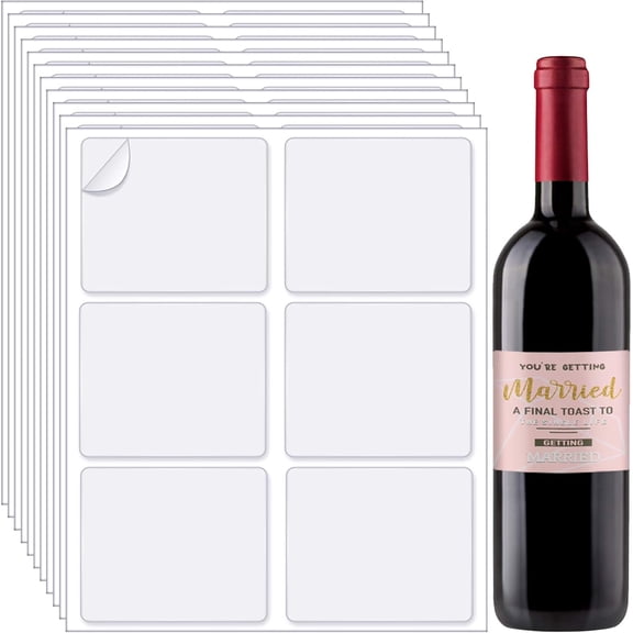 Blank Wine Label Matte White Sticker Adhesive Wine Bottle Labels Printable Stickers for Christmas Bottle Laser and Printers for DIY Supplies