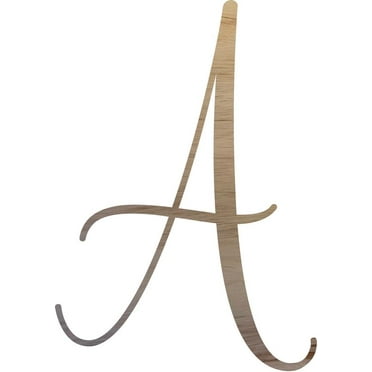 Blank Wood Cursive Letter, Unpainted 18'' Craft Letter A, Paintable Rebeca Font
