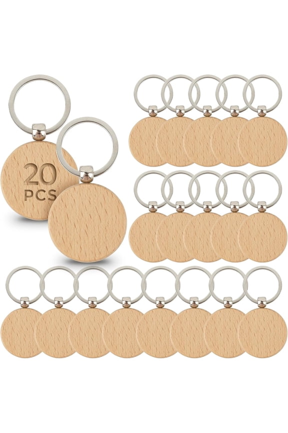 Blank Wooden Key Chain Wood Keychain Key Ring Key Tags Personalized EDC or Best Gift Craft