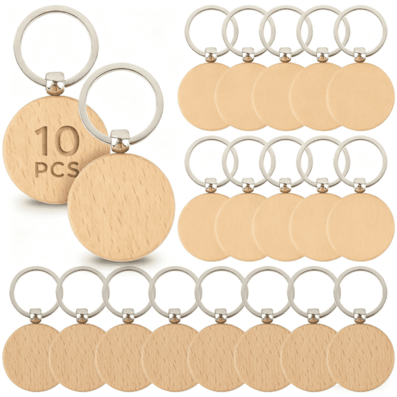 Blank Wooden Key Chain Wood Keychains Best Gift Mix 10 Pack