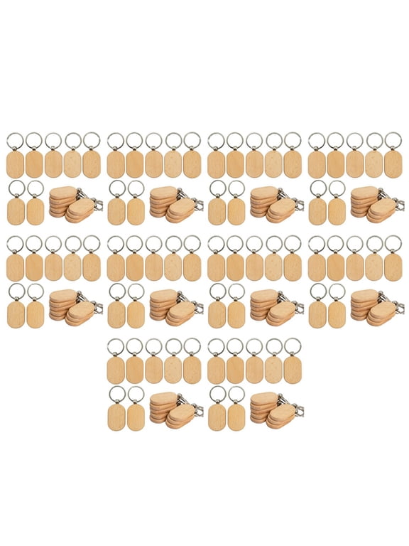 Blank Wooden Key Tag Key DIY Wood Keychains Key Wood Engraving Blanks 200 Pack