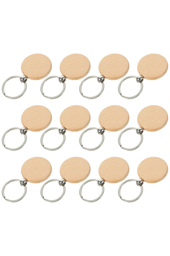 HEMOTON DIY Engravable Wooden Keychains for Decoration 20 Pieces Beech Khaki Small Gifts