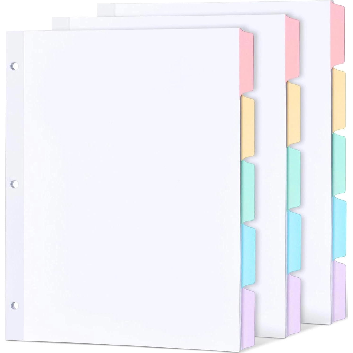 Blank Writable Binder Dividers, 1/5 Cut Tabs, 3 Hole Punch Dividers ...