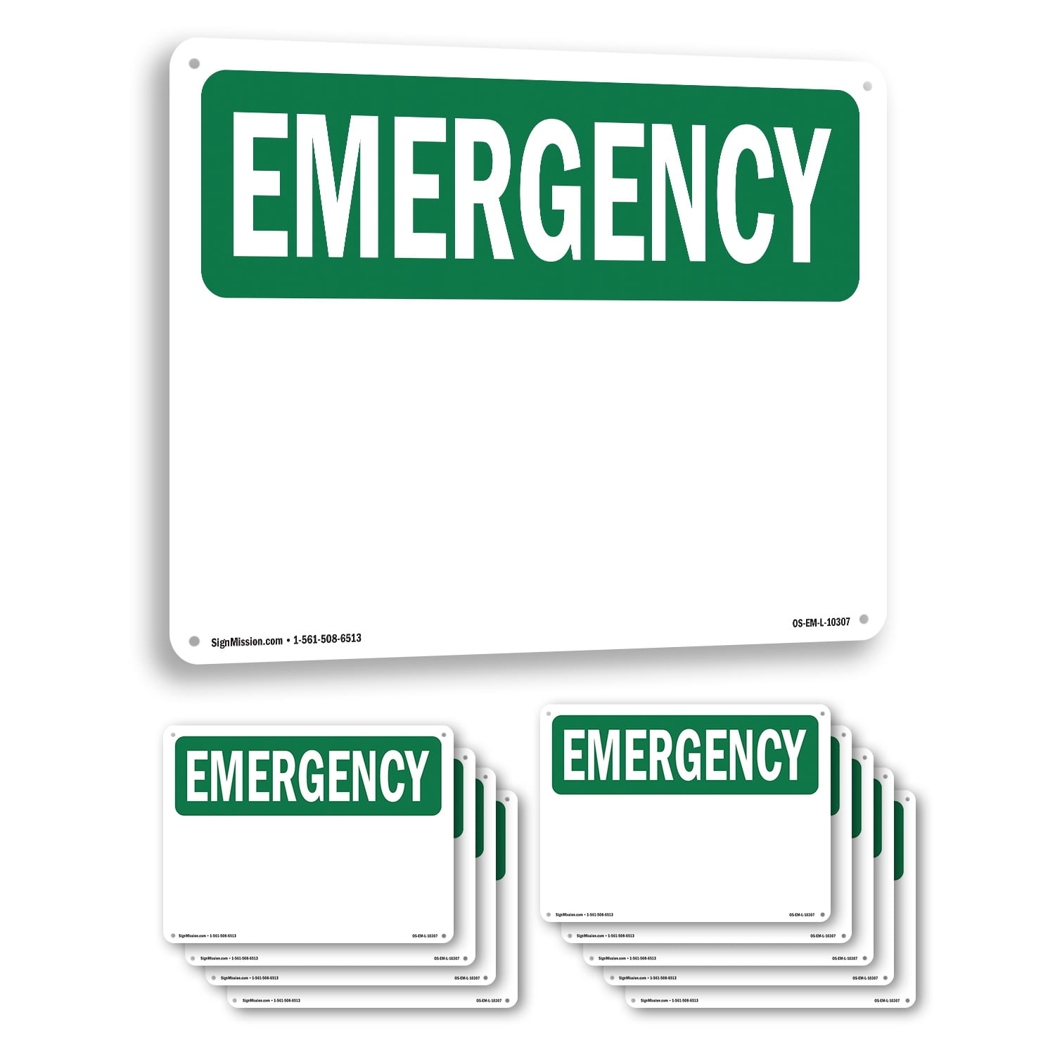 Blank Write OSHA Emergency Rigid Plastic Sign 18 Inch x 12 Inch - 10 ...