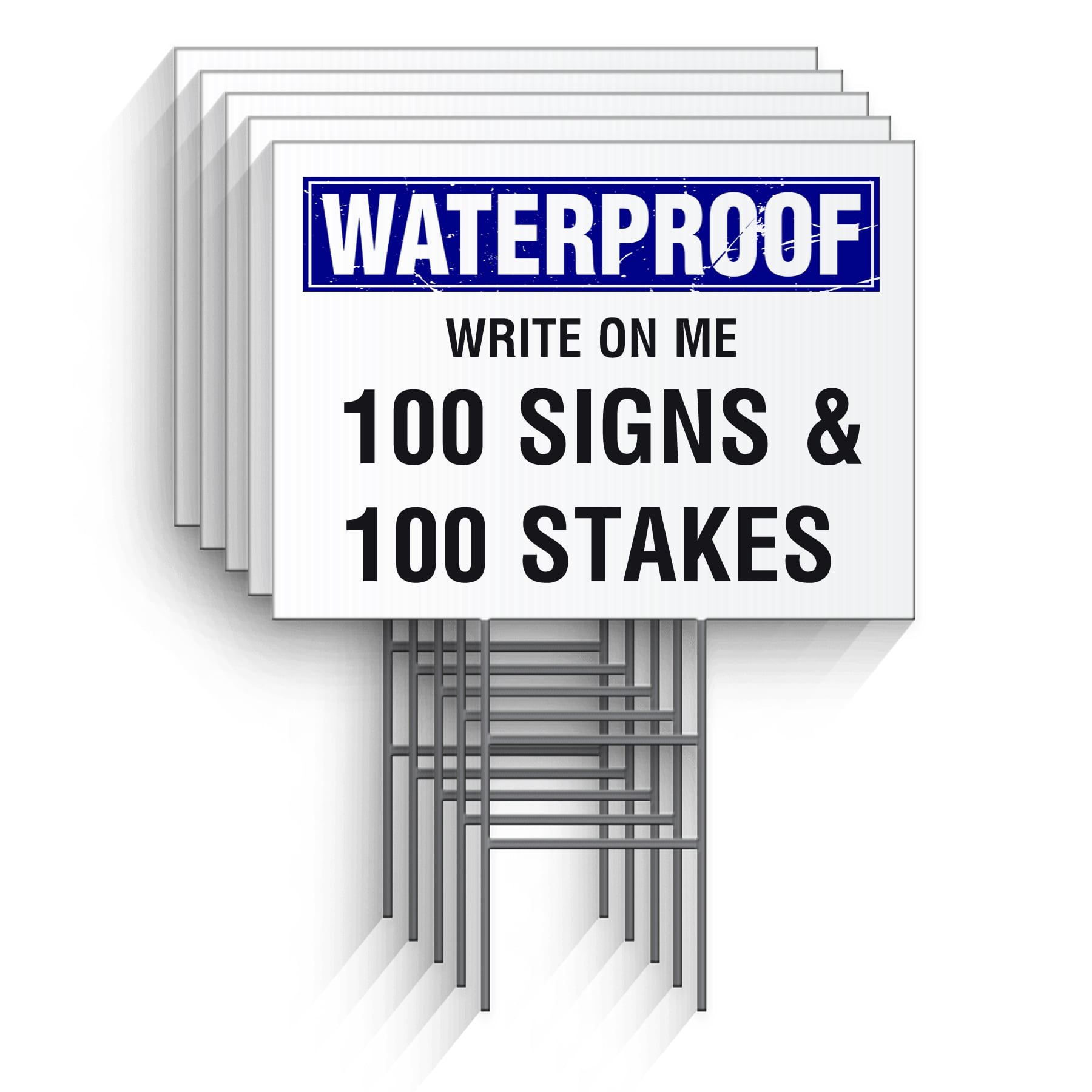Blank Yard Signs (100 Pack White Board) 18x24 inch x 4 mm & 100 Metal Stake 10x24 inch x 9 Gauge Galvanized Wire Stake, Bundle of Signs & Stake, Ship Same Day (100 Signs18x24&100Stake24)
