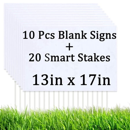 Blank Yard Signs 13" x17" - Lawn Sign with Stakes - Water Resistant DIY Poster Board Signs for Rent, Garage Sales, Open Houses, and Custom Birthday