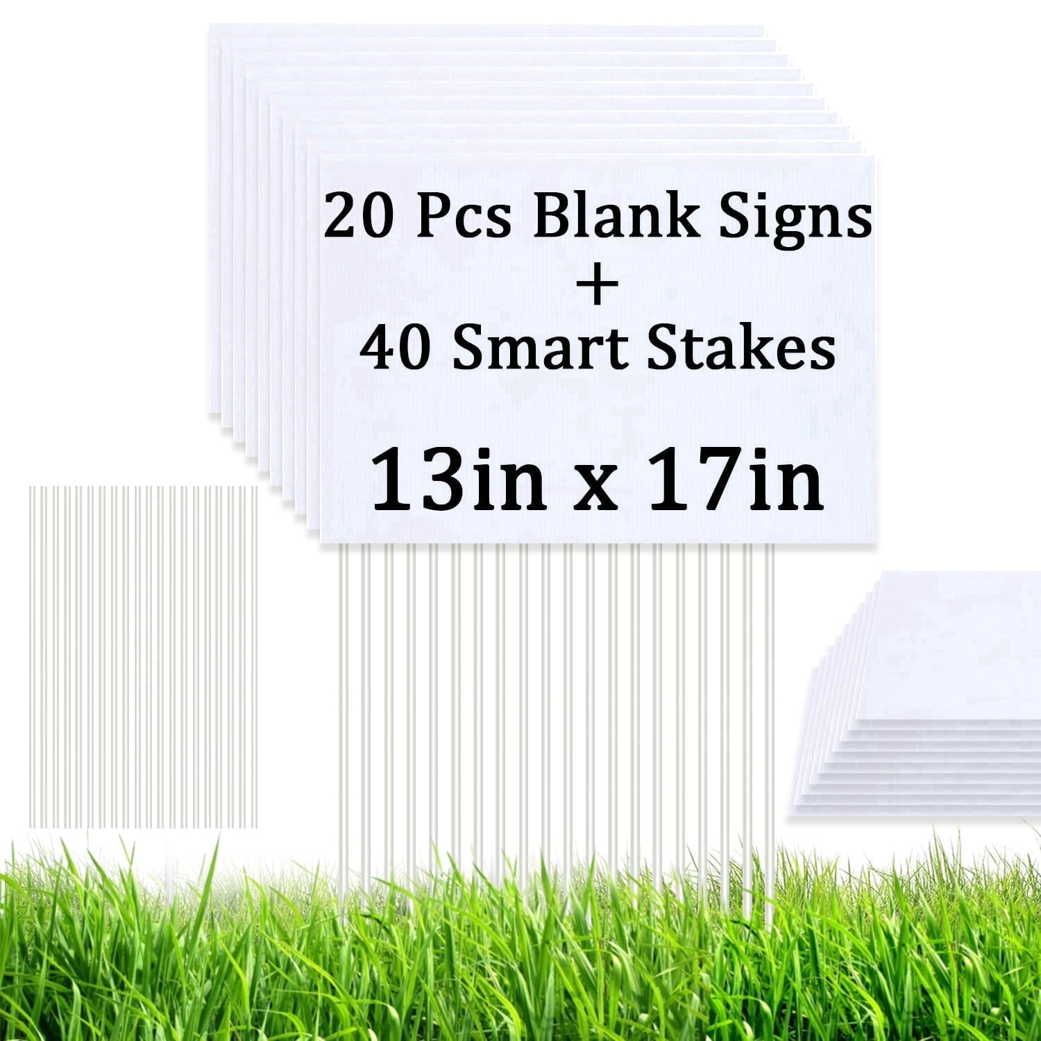 Blank Yard Signs 13" x17" - Lawn Sign with Stakes - Water Resistant DIY Poster Board Signs for Rent, Garage Sales, Open Houses, and Custom Birthday
