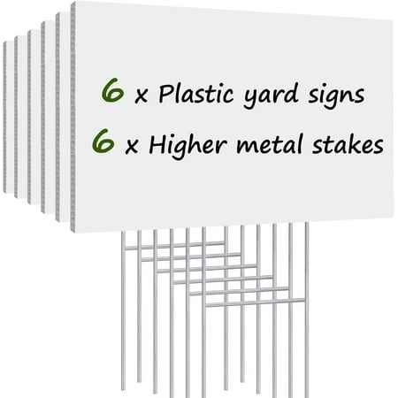 Blank Yard Signs with Stakes, Remiawy 6 Pack Lawn Signs Corrugated Plastic 17x12 Inches Custom Double Sided for Yard Sale Sign Outdoor, Garage Sale, Open House, Estate Sale, Guidepost, Birthday Party