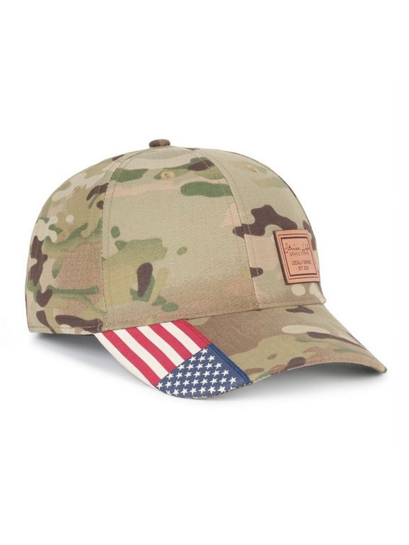 Blank and Custom Outdoor Cap CWF-405 Multicam Cap with Flag Visor-Multicam /USA
